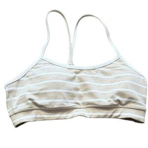 Lululemon Beige &!White Striped Sports Bra